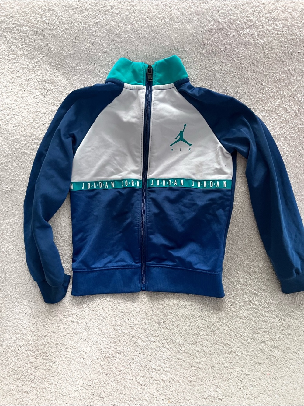 Jordan Kids Navy, White & Teal Full-Zip Hoodie Jacket